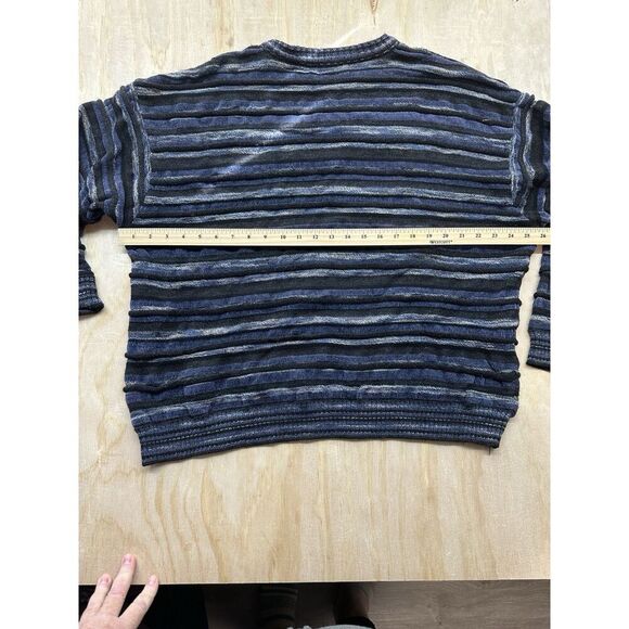 Jhane Barnes Neiman Marcus Sweater Mens Large Blues Abstract Speckled Wool Rayon - Picture 6 of 6